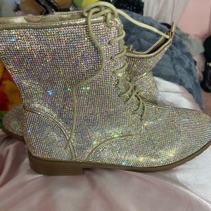 gold rhinestone boots size 10